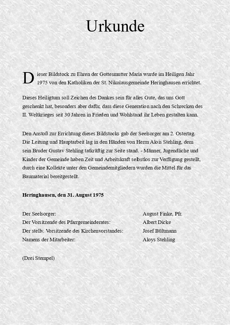 Bild 3 - Urkunde zur Einweihung